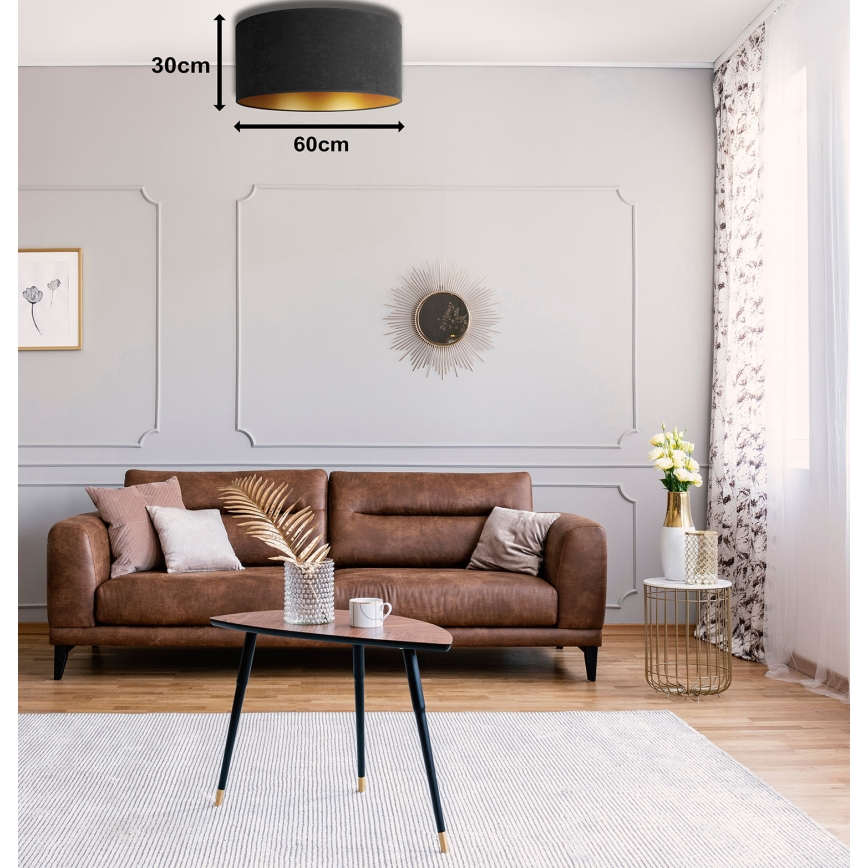 Duolla - Plafondlamp ROLLER 3xE27/15W/230V Ø 60 cm zwart/goud