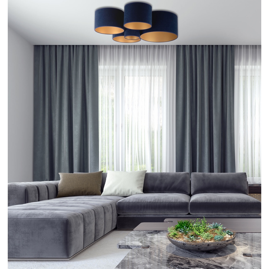 Duolla - Plafondlamp ROLLER PENTO 5xE27/60W/230V blauw