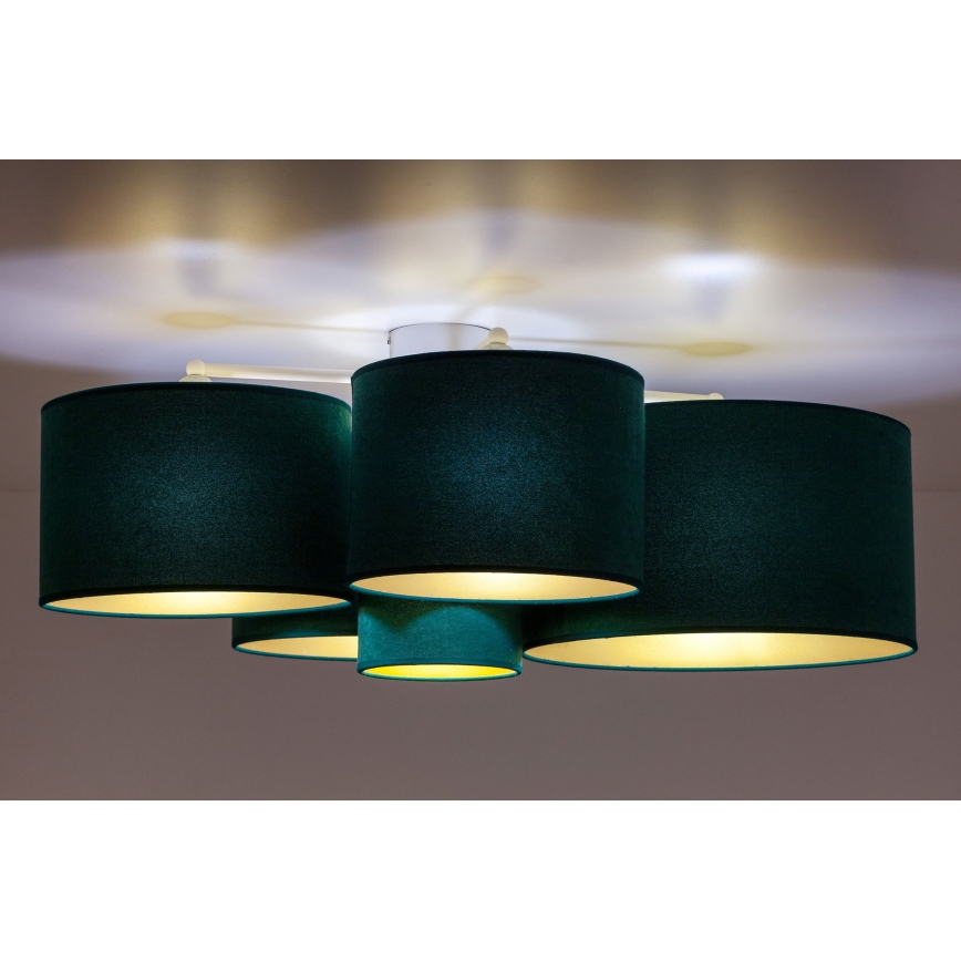 Duolla - Plafondlamp ROLLER PENTO 5xE27/60W/230V groen/goud