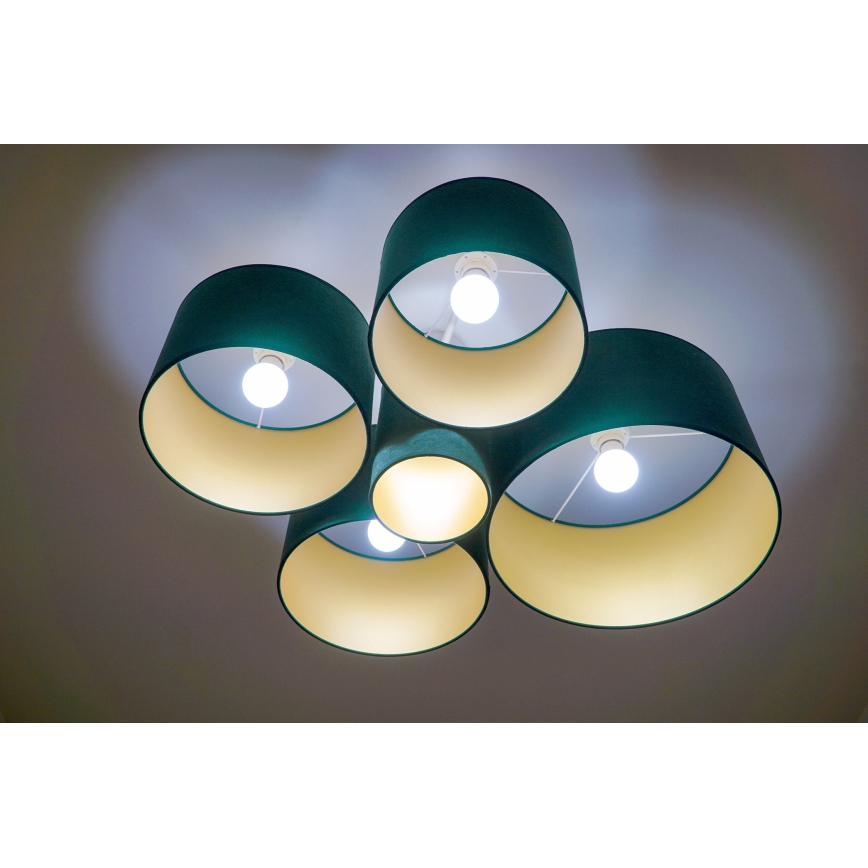 Duolla - Plafondlamp ROLLER PENTO 5xE27/60W/230V groen/goud