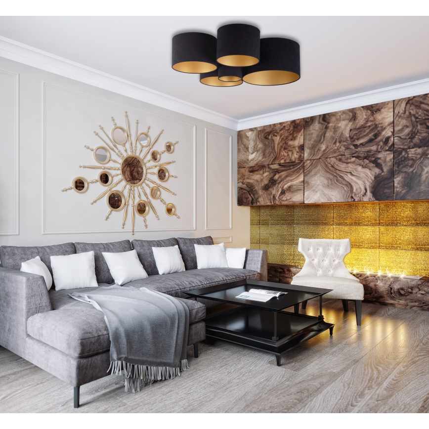 Duolla - Plafondlamp ROLLER PENTO 5xE27/60W/230V zwart/goud