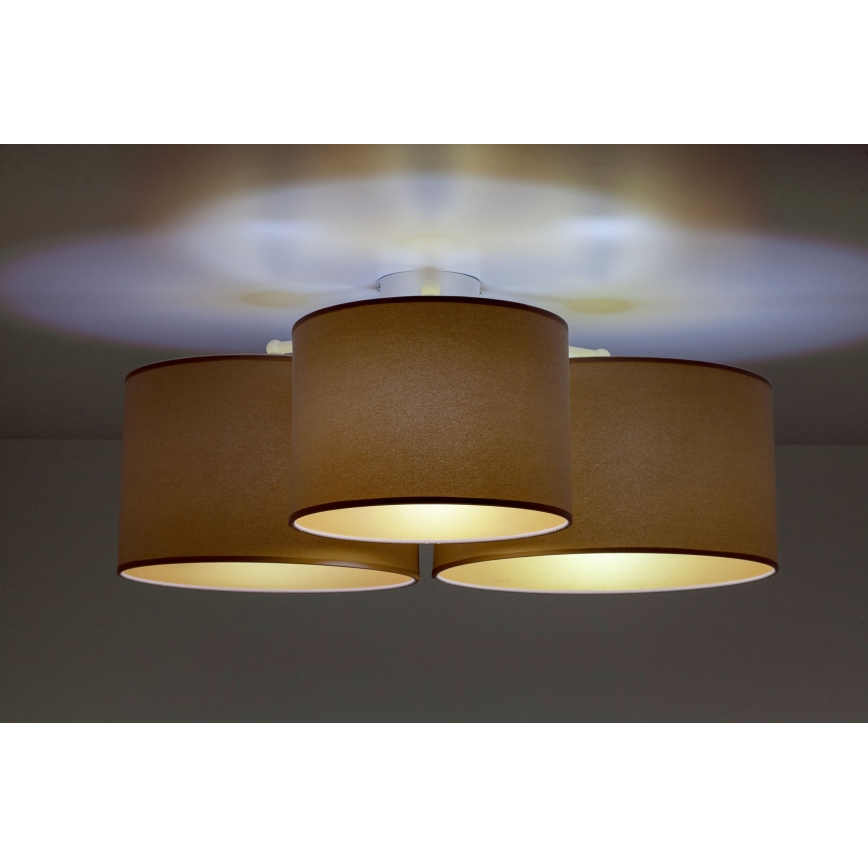 Duolla - Plafondlamp ROLLER TRIO 3xE27/60W/230V bruin