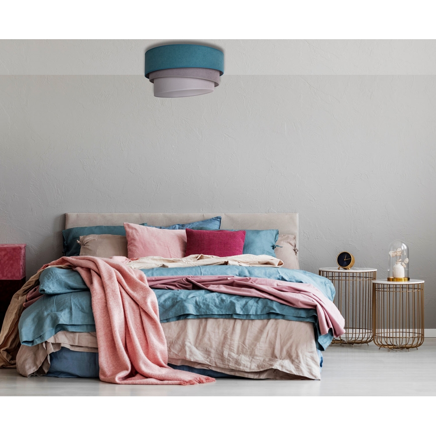 Duolla - Plafondlamp TRIO 1xE27/15W/230V Ø 45 cm turquoise/grijs/wit