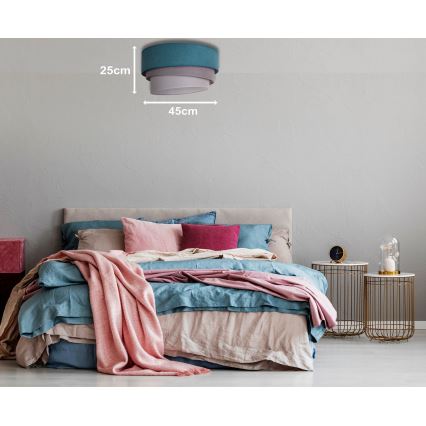 Duolla - Plafondlamp TRIO 1xE27/15W/230V Ø 45 cm turquoise/grijs/wit