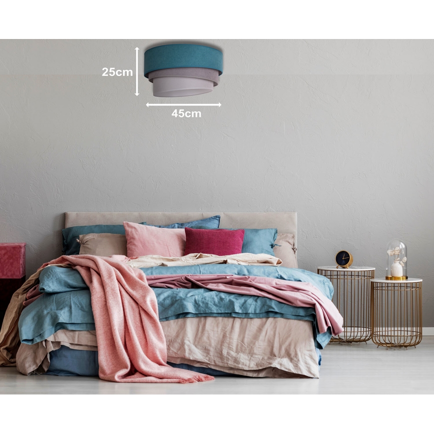 Duolla - Plafondlamp TRIO 1xE27/15W/230V Ø 45 cm turquoise/grijs/wit