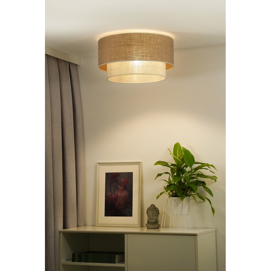 Duolla - Plafondlamp YUTE BOHO 1xE27/15W/230V diameter 45 cm bruin/crème