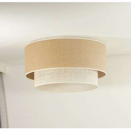 Duolla - Plafondlamp YUTE BOHO 3xE27/15W/230V diameter 60 cm bruin/crème