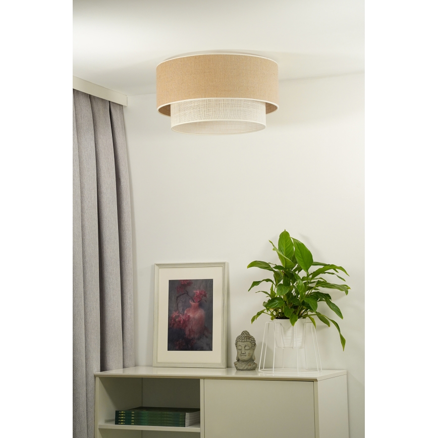 Duolla - Plafondlamp YUTE BOHO 3xE27/15W/230V diameter 60 cm bruin/crème