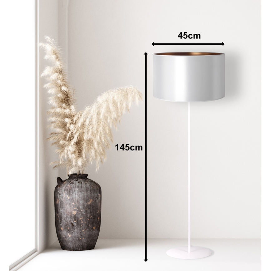 Duolla - Staande Lamp CANNES 1xE27/15W/230V diameter 45 cm zilver/koper/wit