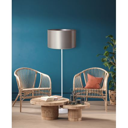 Duolla - Staande Lamp CANNES 1xE27/15W/230V diameter 45 cm zilver/wit