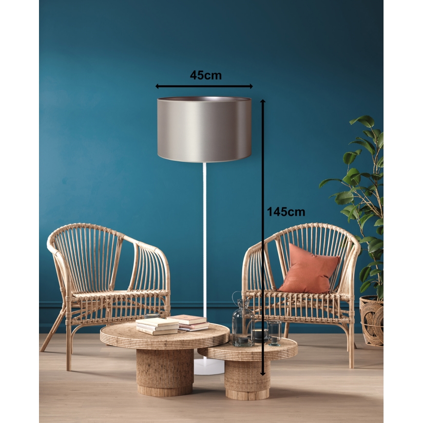 Duolla - Staande Lamp CANNES 1xE27/15W/230V diameter 45 cm zilver/wit