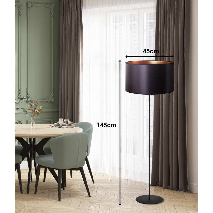 Duolla - Staande Lamp CANNES 1xE27/15W/230V diameter 45 cm zwart/koper