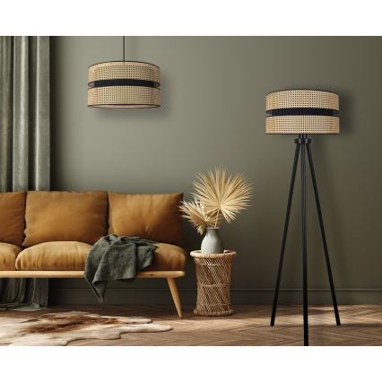 Duolla - Staande Lamp DUO 1xE27/15W/230V diameter 40 cm rotan/zwart