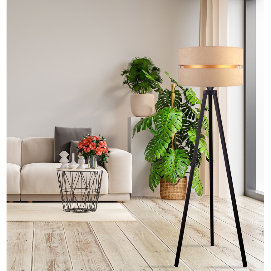 Duolla - Staande Lamp DUO 1xE27/60W/230V diameter 44 cm beige/wengé