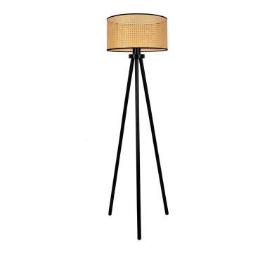 Duolla - Staande Lamp ROLLER 1xE27/15W/230V diameter 45 cm rotan/zwart
