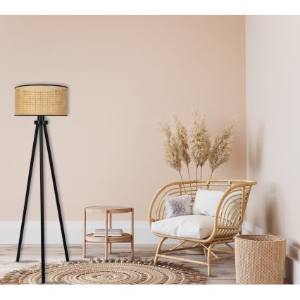 Duolla - Staande Lamp ROLLER 1xE27/15W/230V diameter 45 cm rotan/zwart