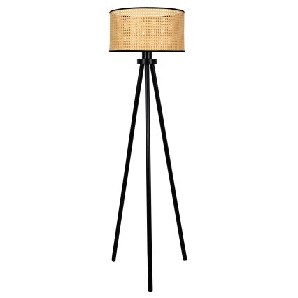 Duolla - Staande Lamp ROLLER 1xE27/15W/230V diameter 45 cm rotan/zwart