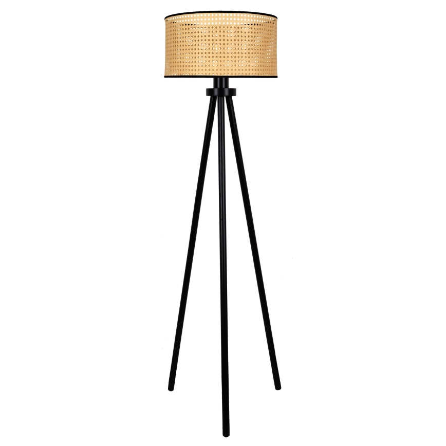Duolla - Staande Lamp ROLLER 1xE27/15W/230V diameter 45 cm rotan/zwart