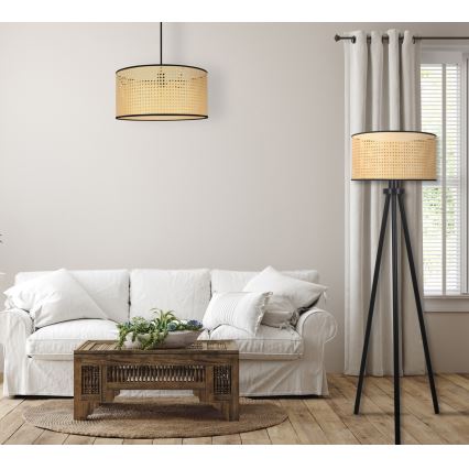 Duolla - Staande Lamp ROLLER 1xE27/15W/230V diameter 45 cm rotan/zwart