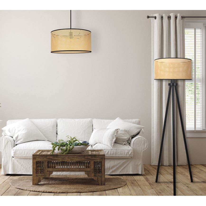 Duolla - Staande Lamp ROLLER 1xE27/15W/230V diameter 45 cm rotan/zwart