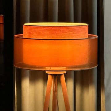 Duolla - Staande Lamp WOOD BOHO 1xE27/15W/230V diameter 45 cm koper/bruin/beige