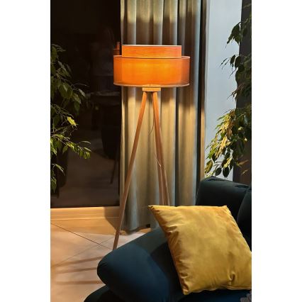 Duolla - Staande Lamp WOOD BOHO 1xE27/15W/230V diameter 45 cm koper/bruin/beige