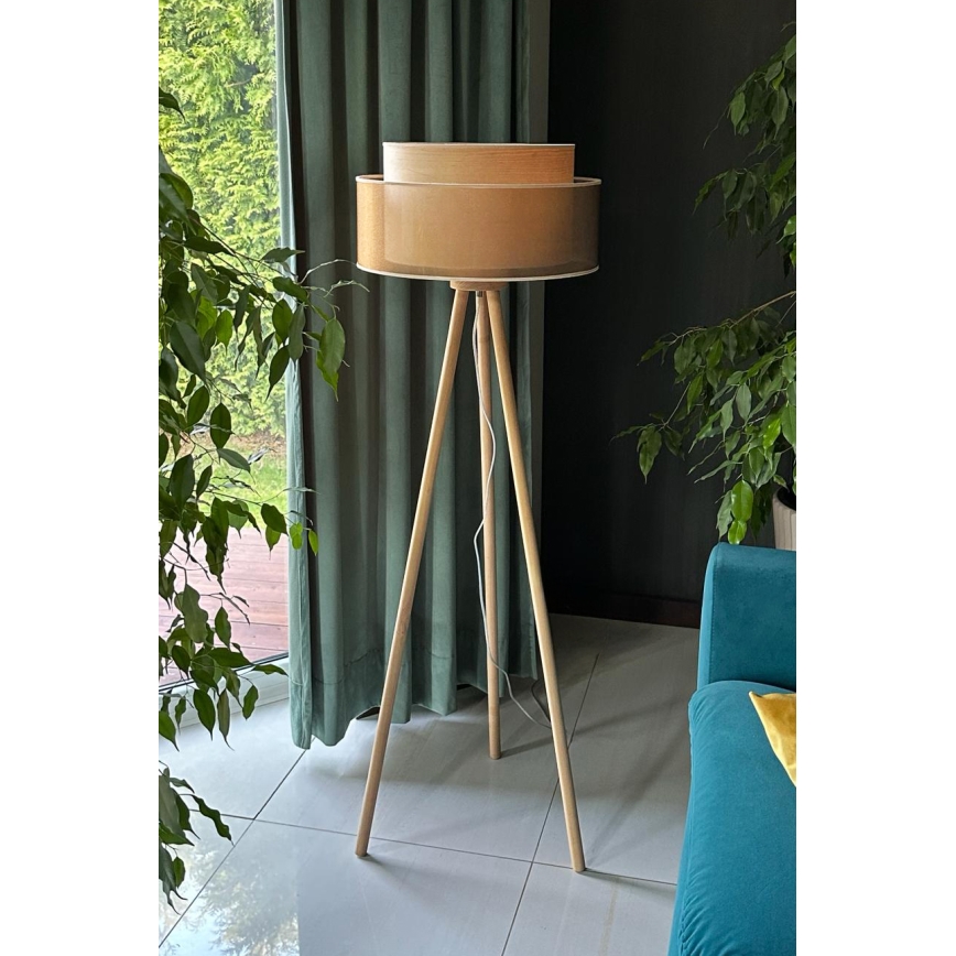 Duolla - Staande Lamp WOOD BOHO 1xE27/15W/230V diameter 45 cm koper/bruin/beige