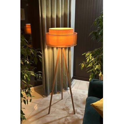 Duolla - Staande Lamp WOOD BOHO 1xE27/15W/230V diameter 45 cm koper/bruin/beige
