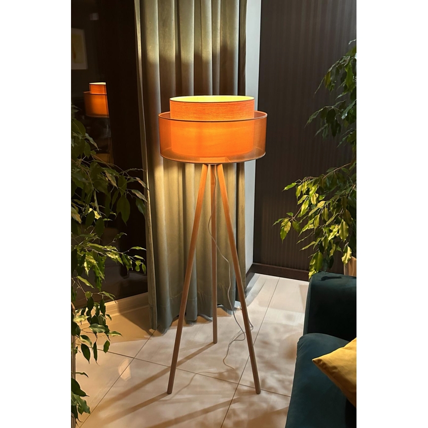 Duolla - Staande Lamp WOOD BOHO 1xE27/15W/230V diameter 45 cm koper/bruin/beige
