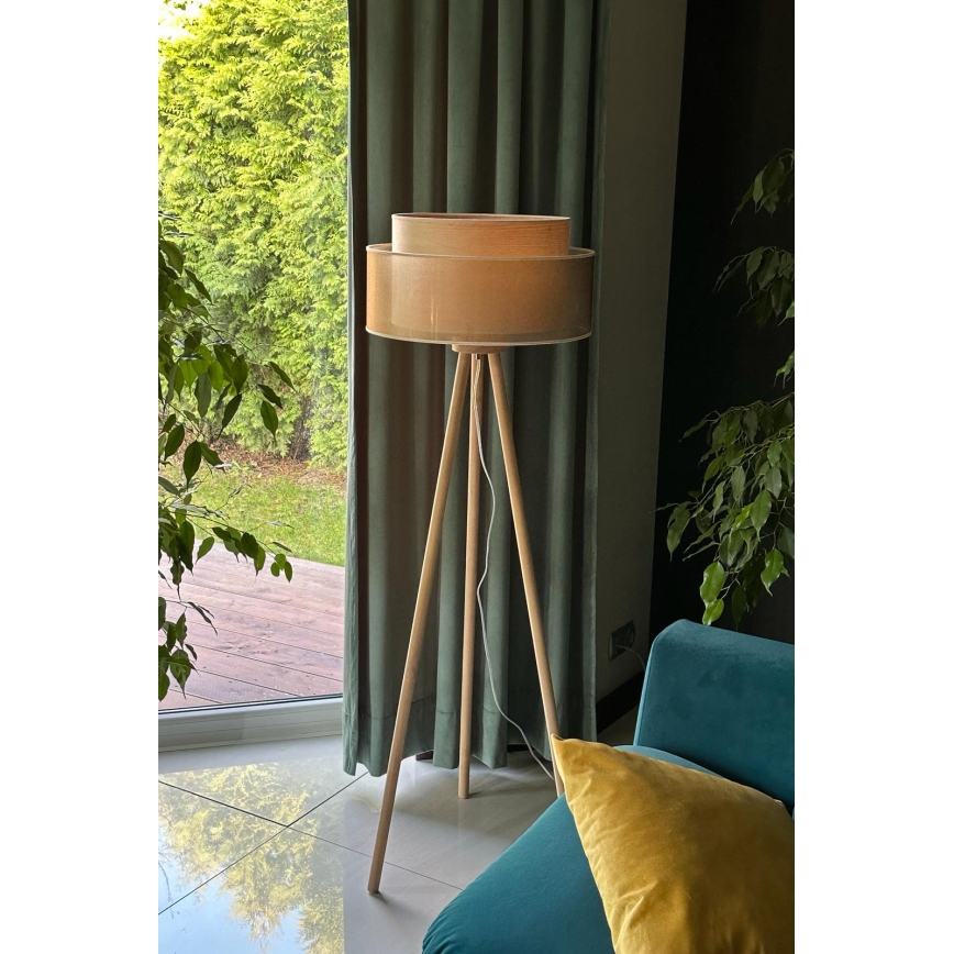 Duolla - Staande Lamp WOOD BOHO 1xE27/15W/230V diameter 45 cm koper/bruin/beige
