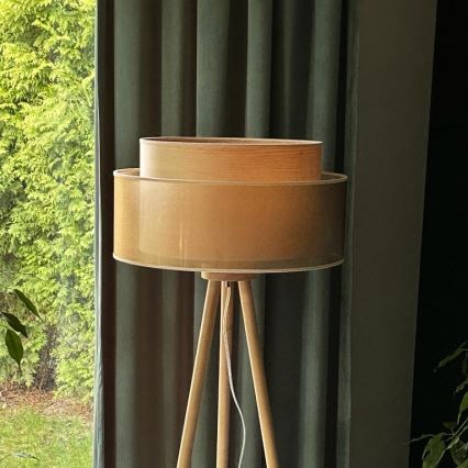 Duolla - Staande Lamp WOOD BOHO 1xE27/15W/230V diameter 45 cm koper/bruin/beige