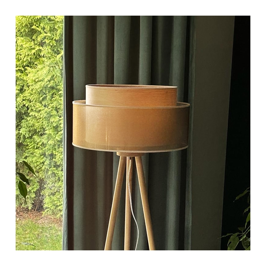 Duolla - Staande Lamp WOOD BOHO 1xE27/15W/230V diameter 45 cm koper/bruin/beige