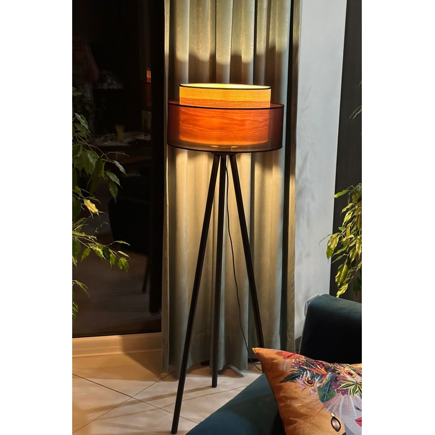 Duolla - Staande Lamp WOOD BOHO 1xE27/15W/230V diameter 45 cm zwart/beige