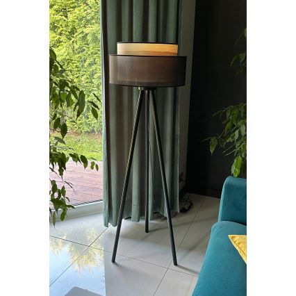 Duolla - Staande Lamp WOOD BOHO 1xE27/15W/230V diameter 45 cm zwart/beige