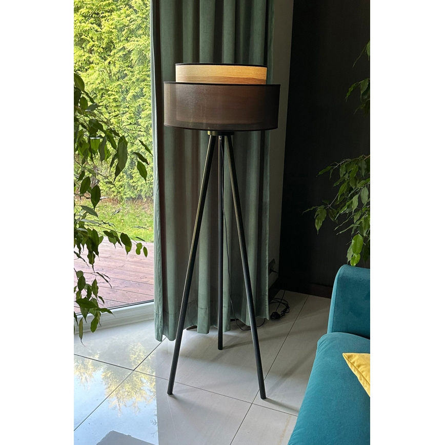 Duolla - Staande Lamp WOOD BOHO 1xE27/15W/230V diameter 45 cm zwart/beige