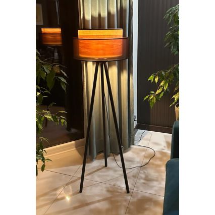 Duolla - Staande Lamp WOOD BOHO 1xE27/15W/230V diameter 45 cm zwart/beige