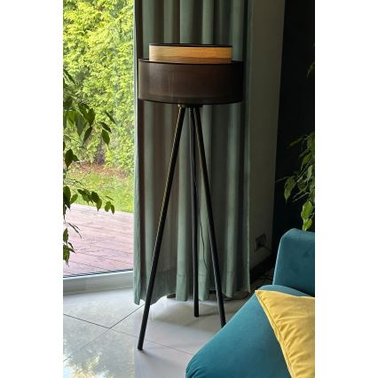 Duolla - Staande Lamp WOOD BOHO 1xE27/15W/230V diameter 45 cm zwart/beige