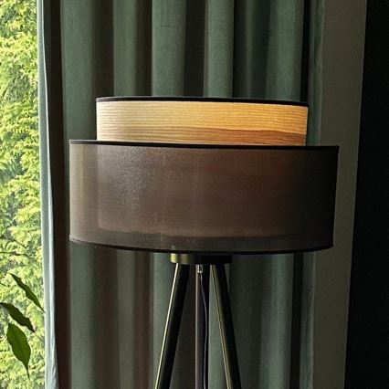 Duolla - Staande Lamp WOOD BOHO 1xE27/15W/230V diameter 45 cm zwart/beige