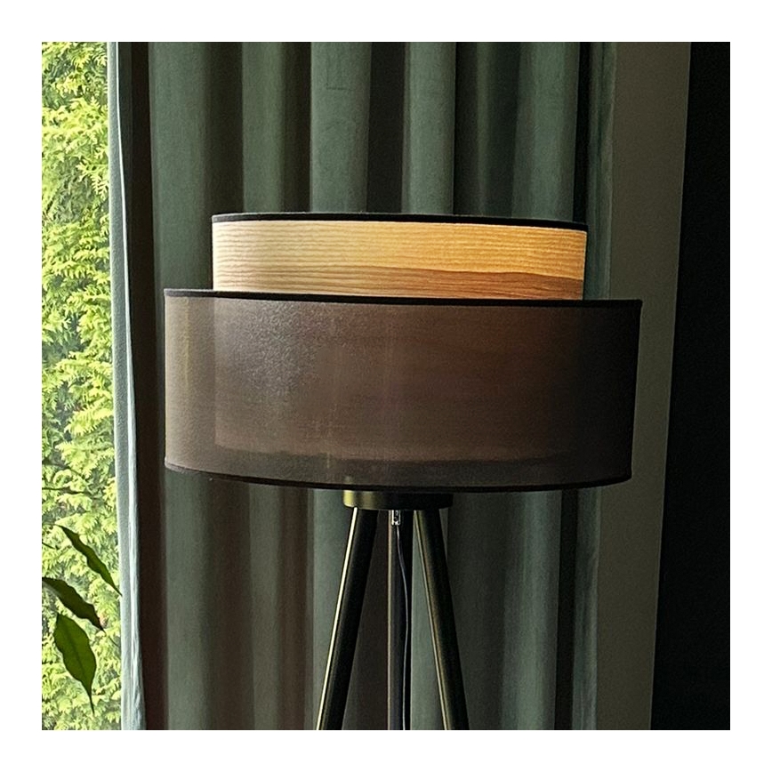 Duolla - Staande Lamp WOOD BOHO 1xE27/15W/230V diameter 45 cm zwart/beige