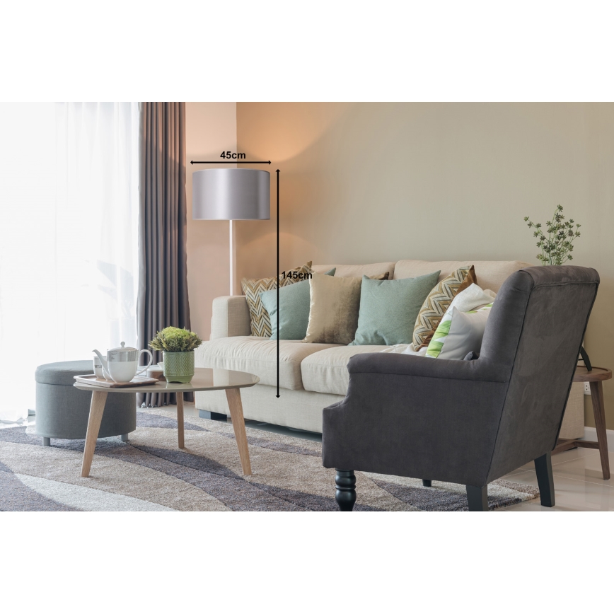 Duolla - Stojací  lamp CANNES 1xE27/15W/230V diameter 45 cm zilver/wit