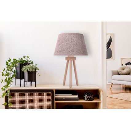 Duolla - Tafellamp BOUCLE 1xE27/15W/230V diameter 28 cm bruin/hout