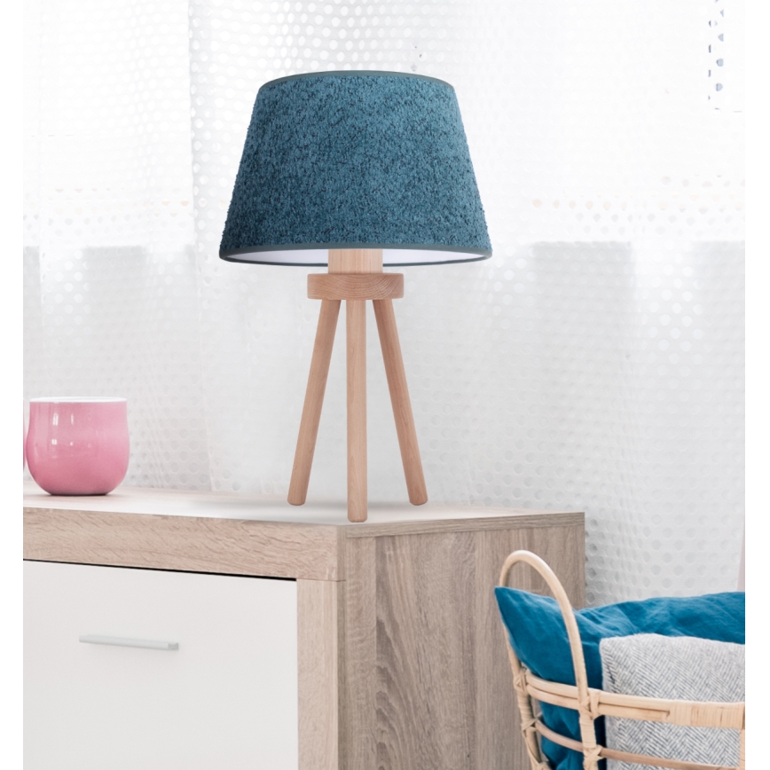 Duolla - Tafellamp BOUCLE 1xE27/15W/230V diameter 28 cm turquoise/hout