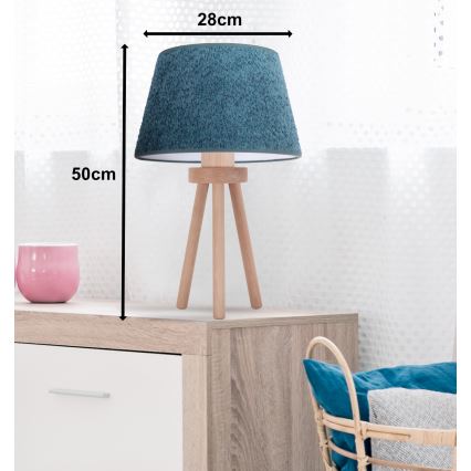 Duolla - Tafellamp BOUCLE 1xE27/15W/230V diameter 28 cm turquoise/hout