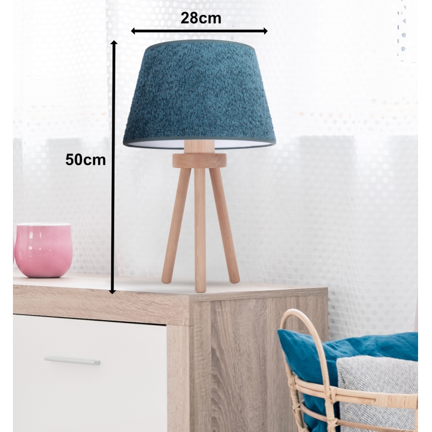Duolla - Tafellamp BOUCLE 1xE27/15W/230V diameter 28 cm turquoise/hout
