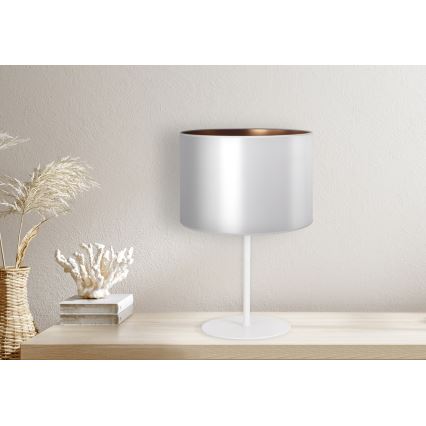 Duolla - Tafellamp CANNES 1xE14/15W/230V diameter 20 cm zilver/koper/wit