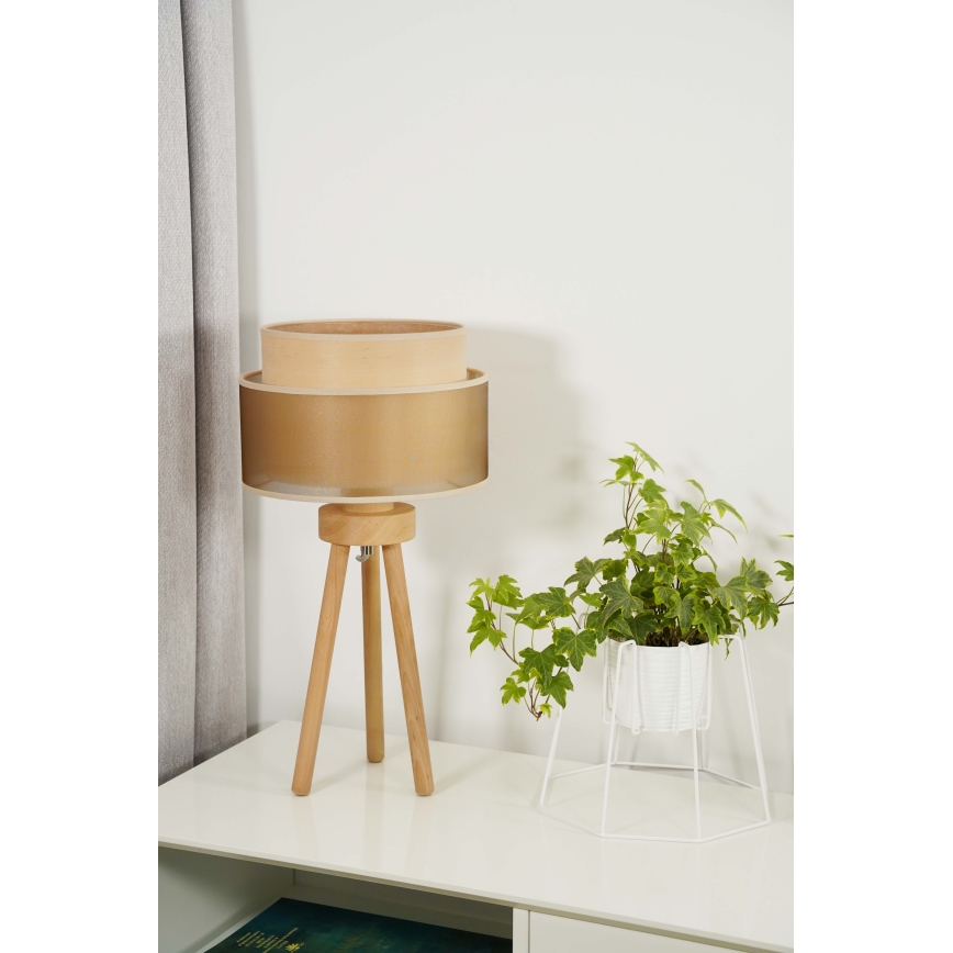 Duolla - Tafellamp WOOD BOHO 1xE27/15W/230V diameter 25 cm koper/bruin/beige