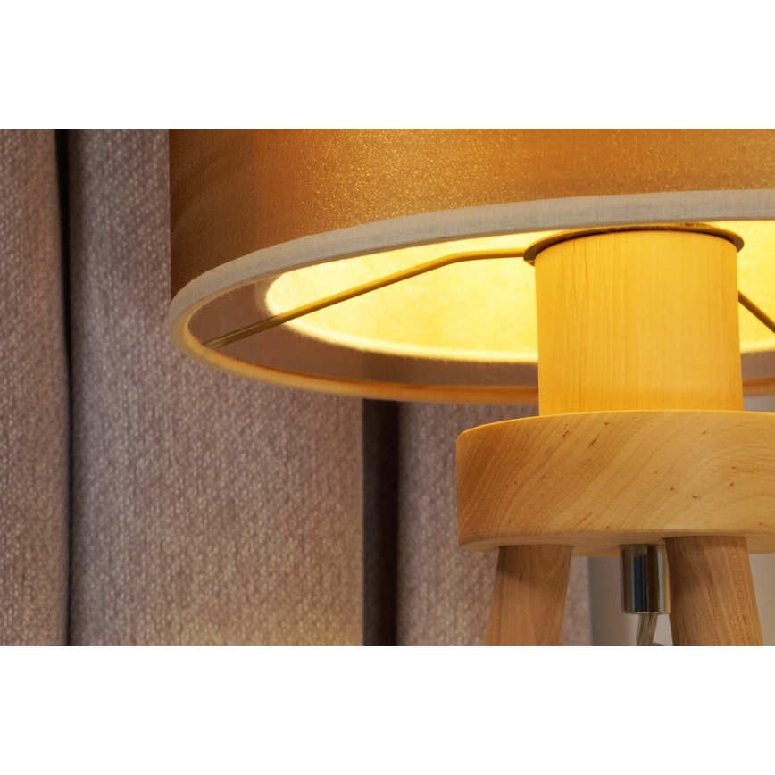 Duolla - Tafellamp WOOD BOHO 1xE27/15W/230V diameter 25 cm koper/bruin/beige
