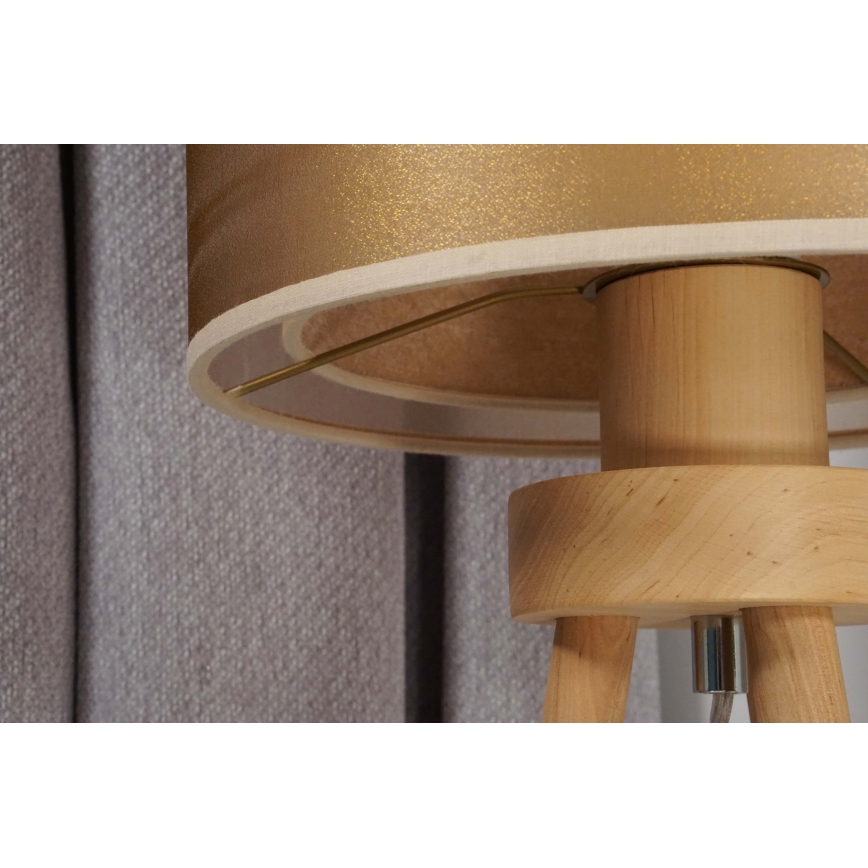 Duolla - Tafellamp WOOD BOHO 1xE27/15W/230V diameter 25 cm koper/bruin/beige