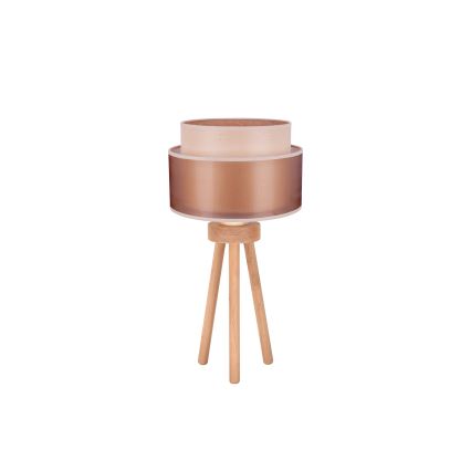 Duolla - Tafellamp WOOD BOHO 1xE27/15W/230V diameter 25 cm koper/bruin/beige