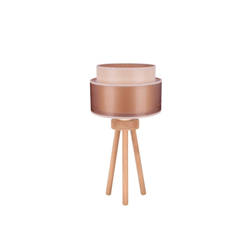 Duolla - Tafellamp WOOD BOHO 1xE27/15W/230V diameter 25 cm koper/bruin/beige